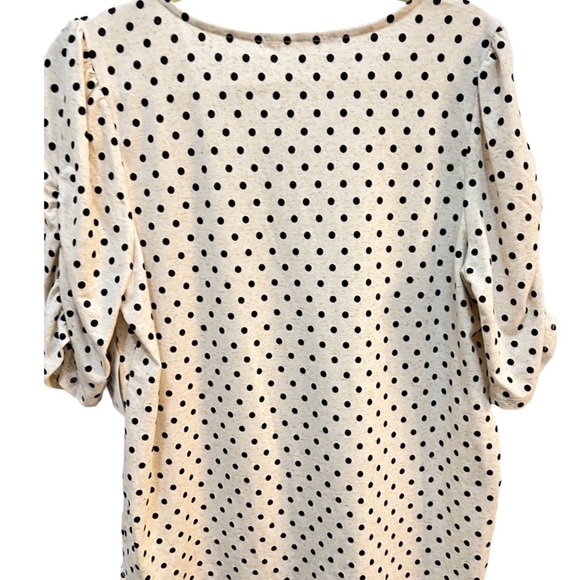 NWT | 89th+Madison Top • L • Light Heather beige w navy polka dots - Picture 2 of 12